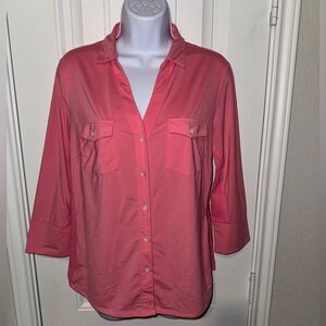 J. McLaughlin Pink button down top size l